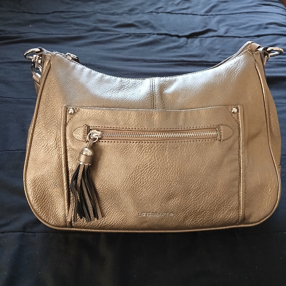 Iz Byer Gold Slouchy Shoulder Bag with Leather Finish